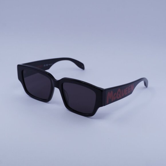 Alexander McQueen AM0329S 002 Sunglasses Black Square Frame, Grey Lenses main image 4